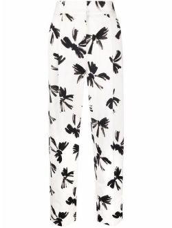 bow-print straight tailored trousers