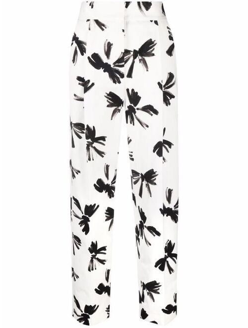 MSGM bow-print straight tailored trousers