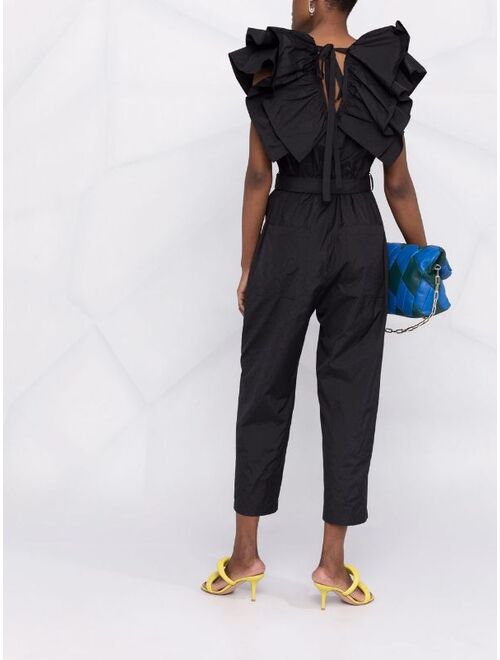 MSGM ruffle-detail belted jumpsuit