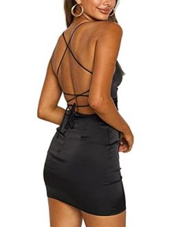 Just Quella Clubwear for Women Sexy Backless Bodycon Party Mini Dress
