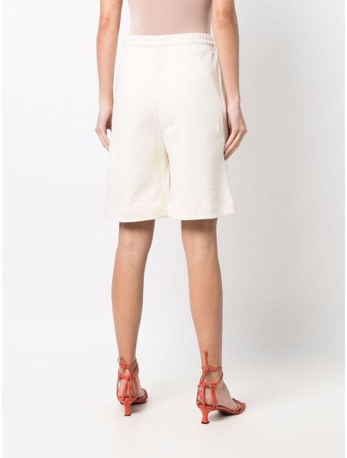 MSGM embossed logo piped-trim shorts