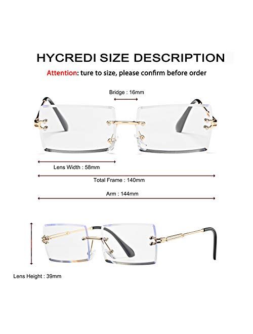Hycredi Rectangle Sunglasses for Men/Women Small Rimless Square Shade Eyewear
