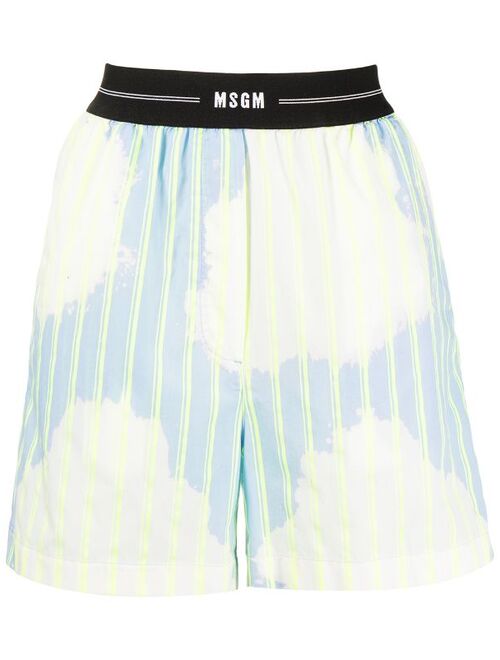 MSGM printed logo-waist shorts