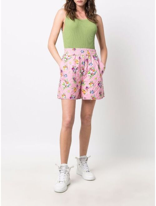 MSGM floral-print quilted shorts