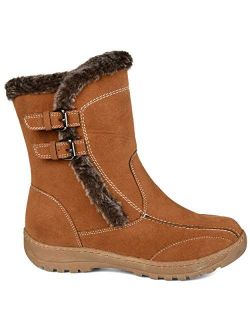 Womens Faux Fur Trim Tread Sole Winter Boot