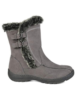 Womens Faux Fur Trim Tread Sole Winter Boot
