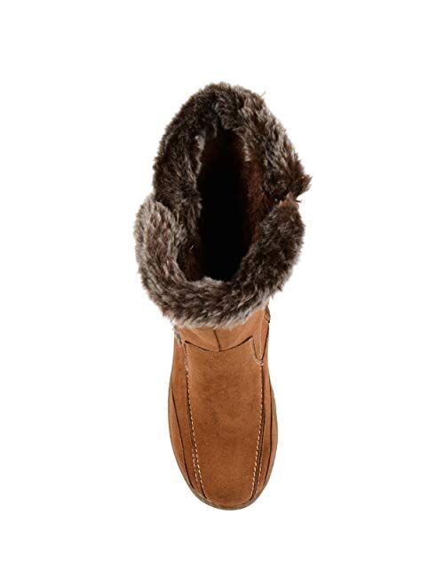 Brinley Co. Womens Faux Fur Trim Tread Sole Winter Boot