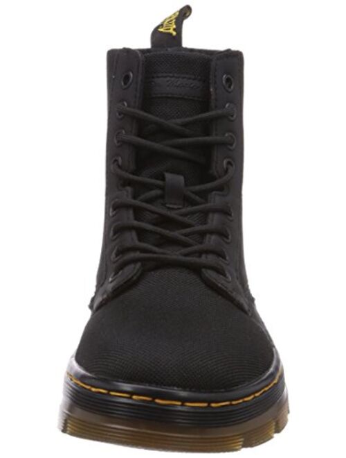 Dr. Martens Men's Combs Washed Canvas With Yellow Stitching Combat Boot