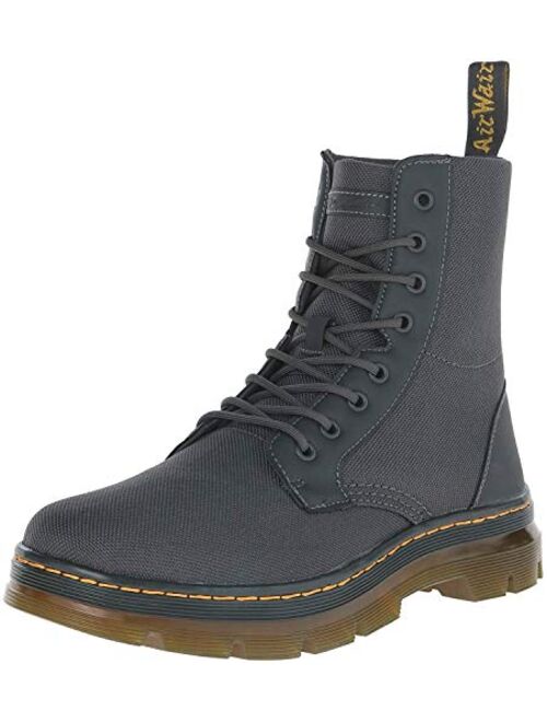 Dr. Martens Men's Combs Washed Canvas With Yellow Stitching Combat Boot