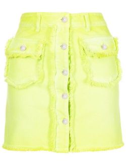 fringe trim denim skirt