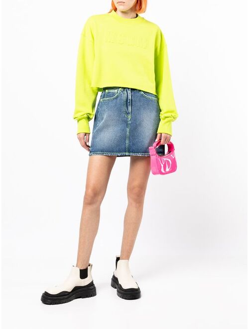 MSGM faded-effect denim skirt