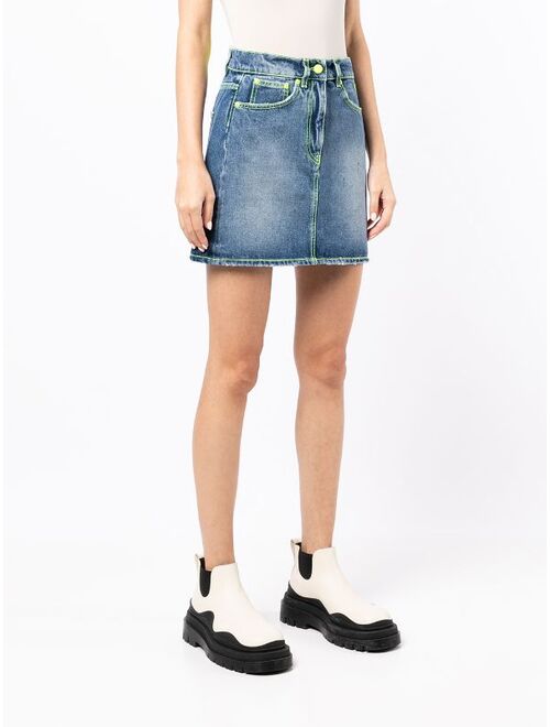 MSGM faded-effect denim skirt