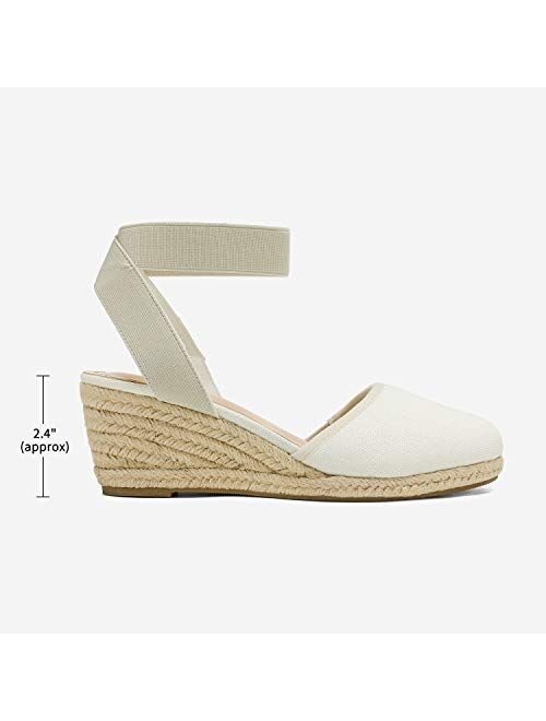 DREAM PAIRS Women's Elastic Ankle Strap Espadrilles Wedge Sandals