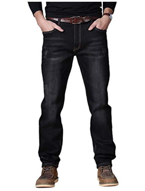 Yeokou Men's Classic Straight Leg Regular Fit Five Pockets Stretch Jeans Pants