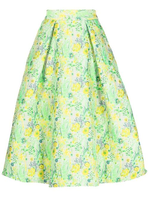 MSGM floral-print flared skirt