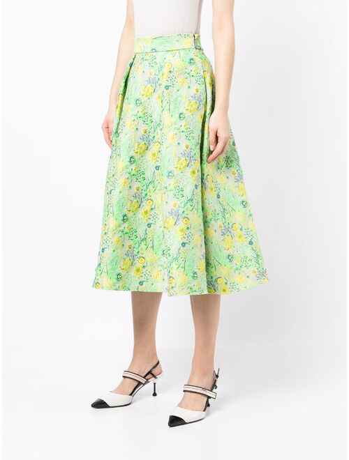 MSGM floral-print flared skirt