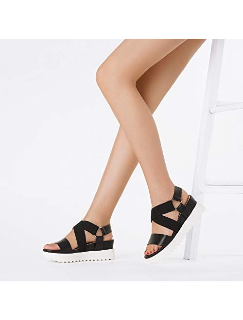 DREAM PAIRS Women’s Open Toe Ankle Strap Platform Wedge Sandals