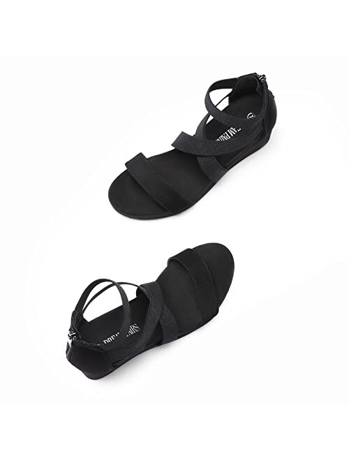 DREAM PAIRS Women's Elastica Ankle Strap Open Toe Platform Wedge Sandals