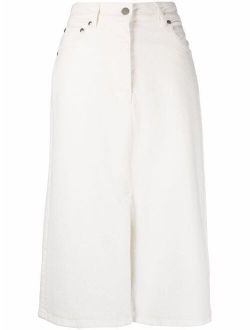 high-waisted denim skirt