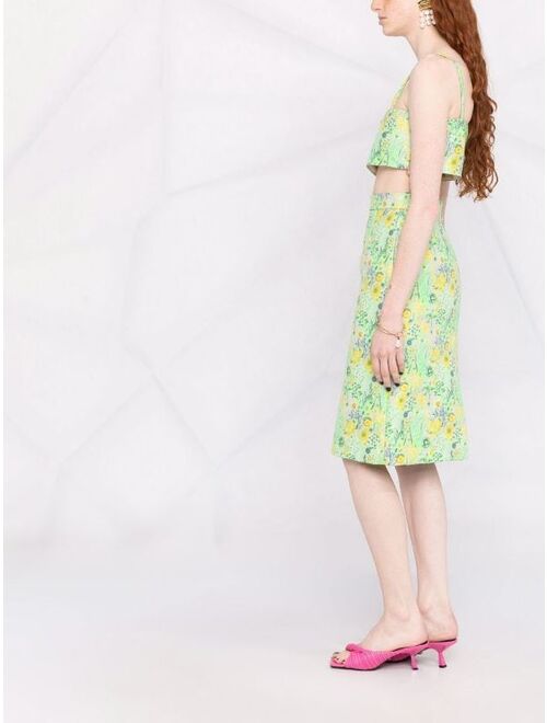 MSGM high-waisted floral-print skirt