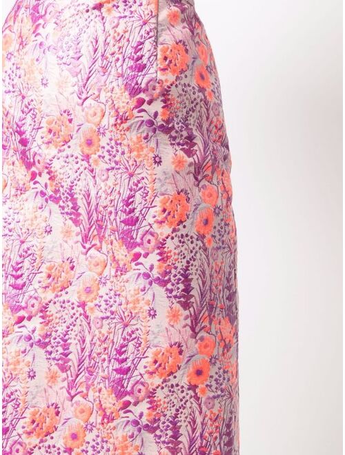 MSGM floral-jacquard pencil skirt