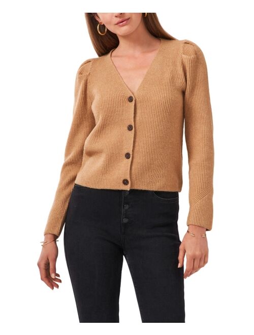 1.STATE Puff Long Sleeve Button Front Cardigan