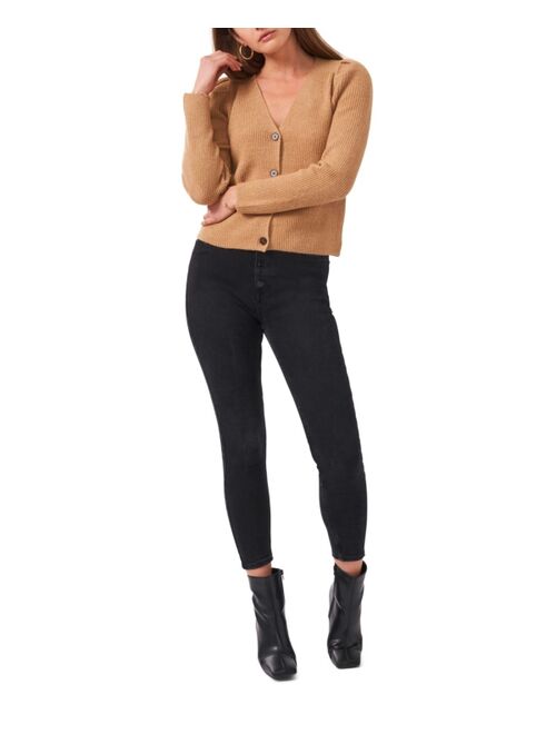 1.STATE Puff Long Sleeve Button Front Cardigan