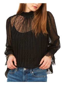 Trendy Plus Size Smocked-Trim Dotted Top