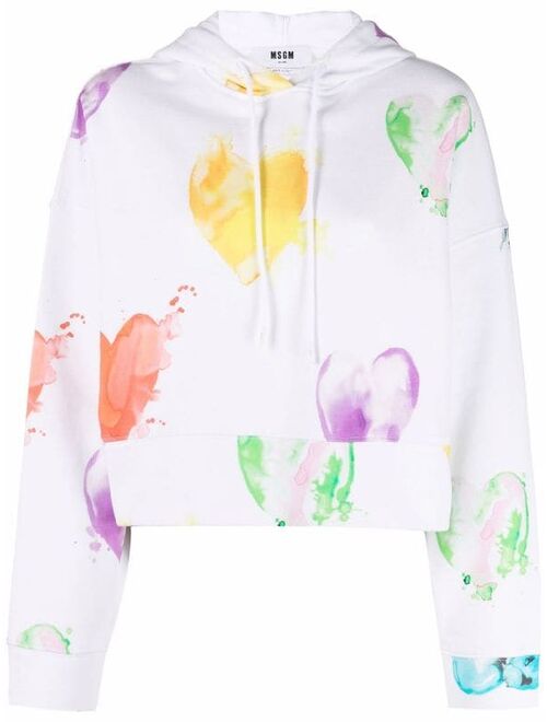 MSGM heart-print cotton hoodie