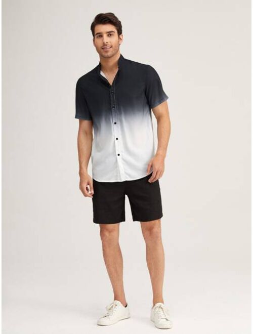 SHEIN Men Ombre Button Up Shirt & Shorts Set