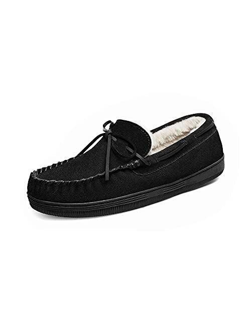 DREAM PAIRS Men's Moccasin Slippers Fuzzy Plush House Shoes Indoor Outdoor Fleece Lining Loafers