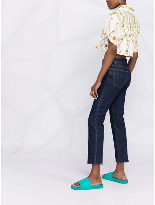MSGM graphic floral-print cropped shirt