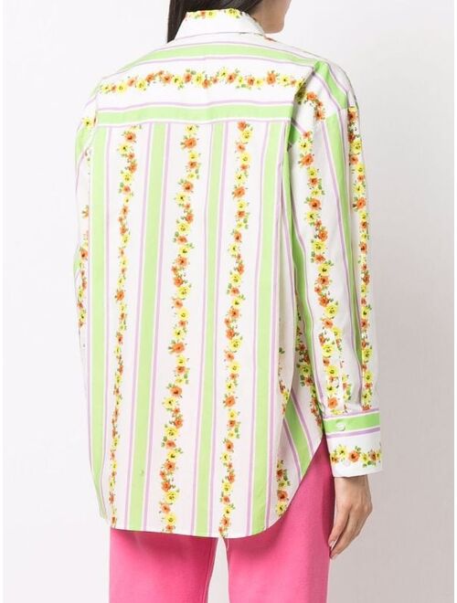 MSGM striped floral-print shirt