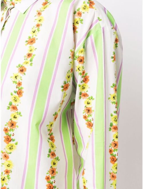 MSGM striped floral-print shirt