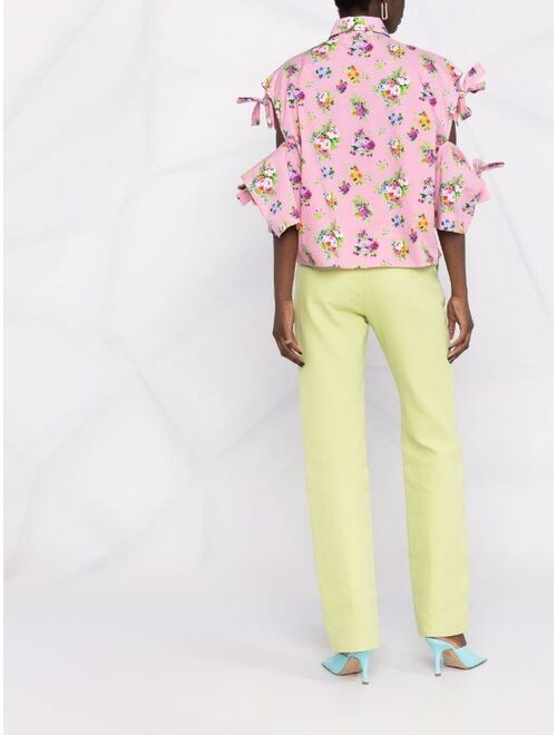 MSGM floral-print cut-out shirt
