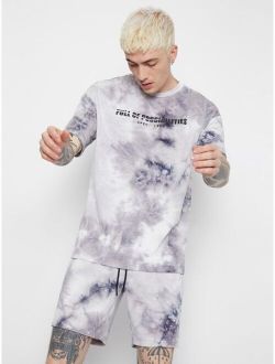 Men Tie Dye Tee and Track Shorts Set