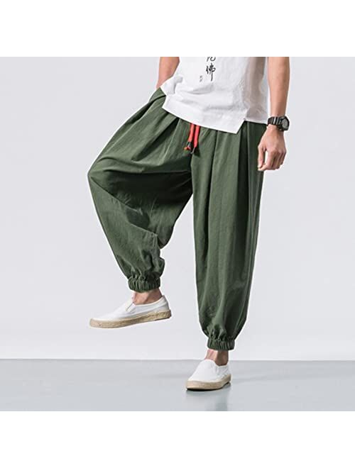 Gillberry Men's Harem Pants - Tapered Running Pant Loose Fit Pants Yoga Lounge Pants Lightweight Wide Leg for Men