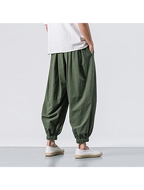 Gillberry Men's Harem Pants - Tapered Running Pant Loose Fit Pants Yoga Lounge Pants Lightweight Wide Leg for Men