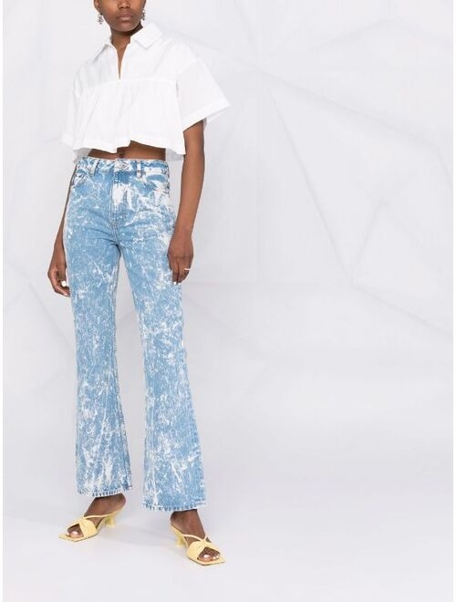 MSGM floral-embroidered cropped blouse