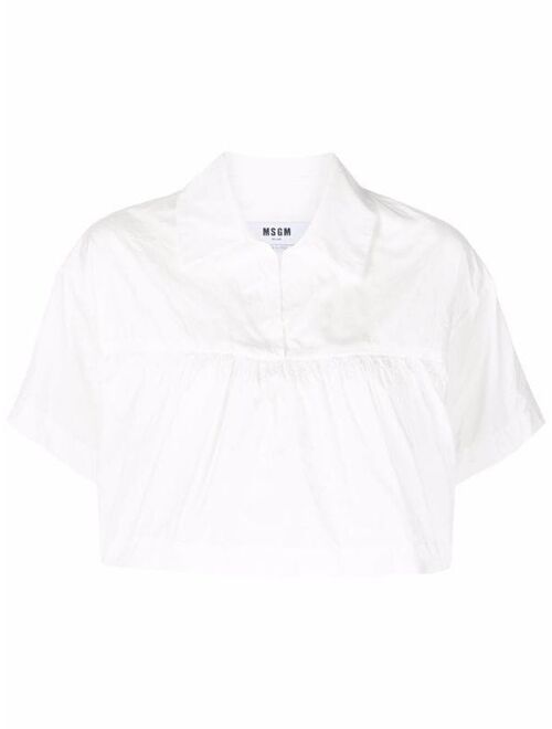 MSGM floral-embroidered cropped blouse