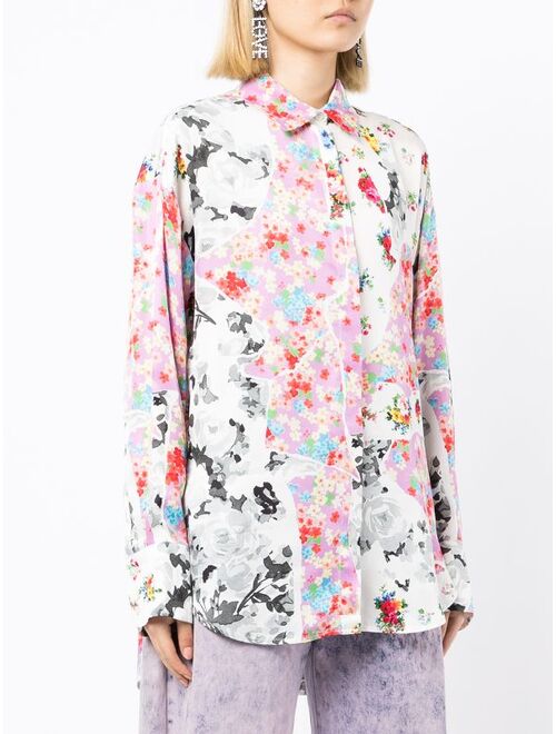 MSGM floral-print long-sleeve shirt