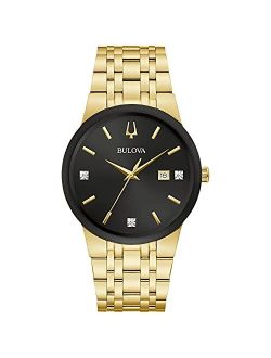 Men's Modern Gold-Tone Quartz Dress Watch with Stainless Steel Strap 24 (Model: 97D127)