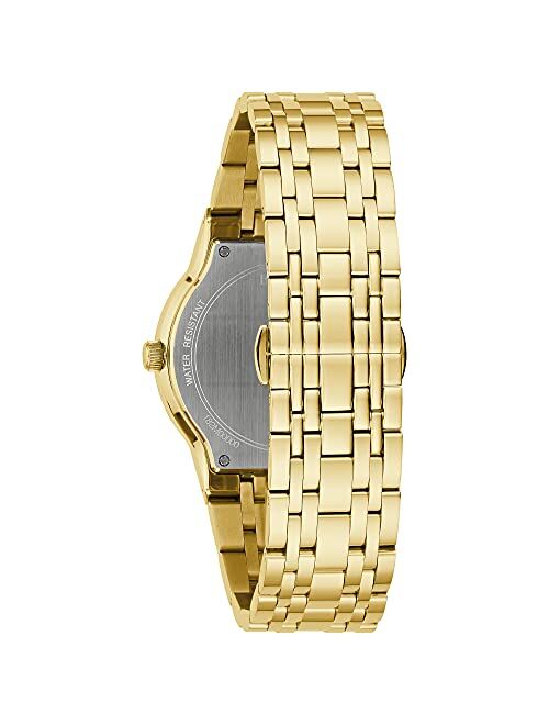 Bulova Men's Modern Gold-Tone Quartz Dress Watch with Stainless Steel Strap 24 (Model: 97D127)