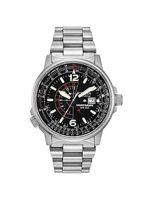 Citizen Eco-Drive Promaster Nighthawk Quartz Mens Watch, Stainless Steel, Pilot watch, Silver-Tone (Model: BJ7000-52E)