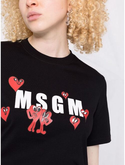 MSGM heart-character logo-print T-shirt
