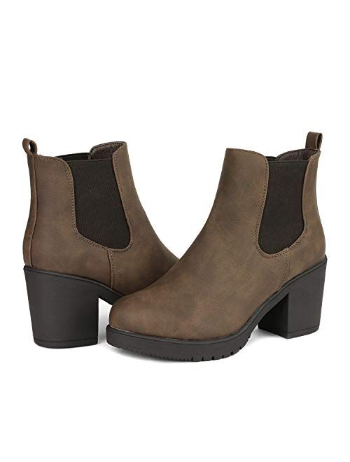 DREAM PAIRS Women's FRE High Heel Chelsea Style Ankle Boots