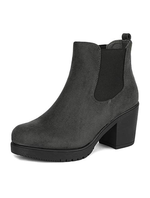 DREAM PAIRS Women's FRE High Heel Chelsea Style Ankle Boots