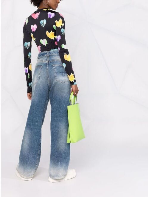 MSGM graphic heart-print jersey top