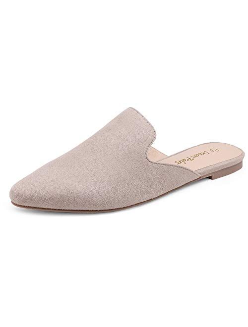 DREAM PAIRS Women's Flat Mules Pointed Toe Backless Loafer Shoes