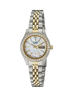 Quartz Womens Watch, Stainless Steel, Crystal, Two-Tone (Model: EQ0534-50D)